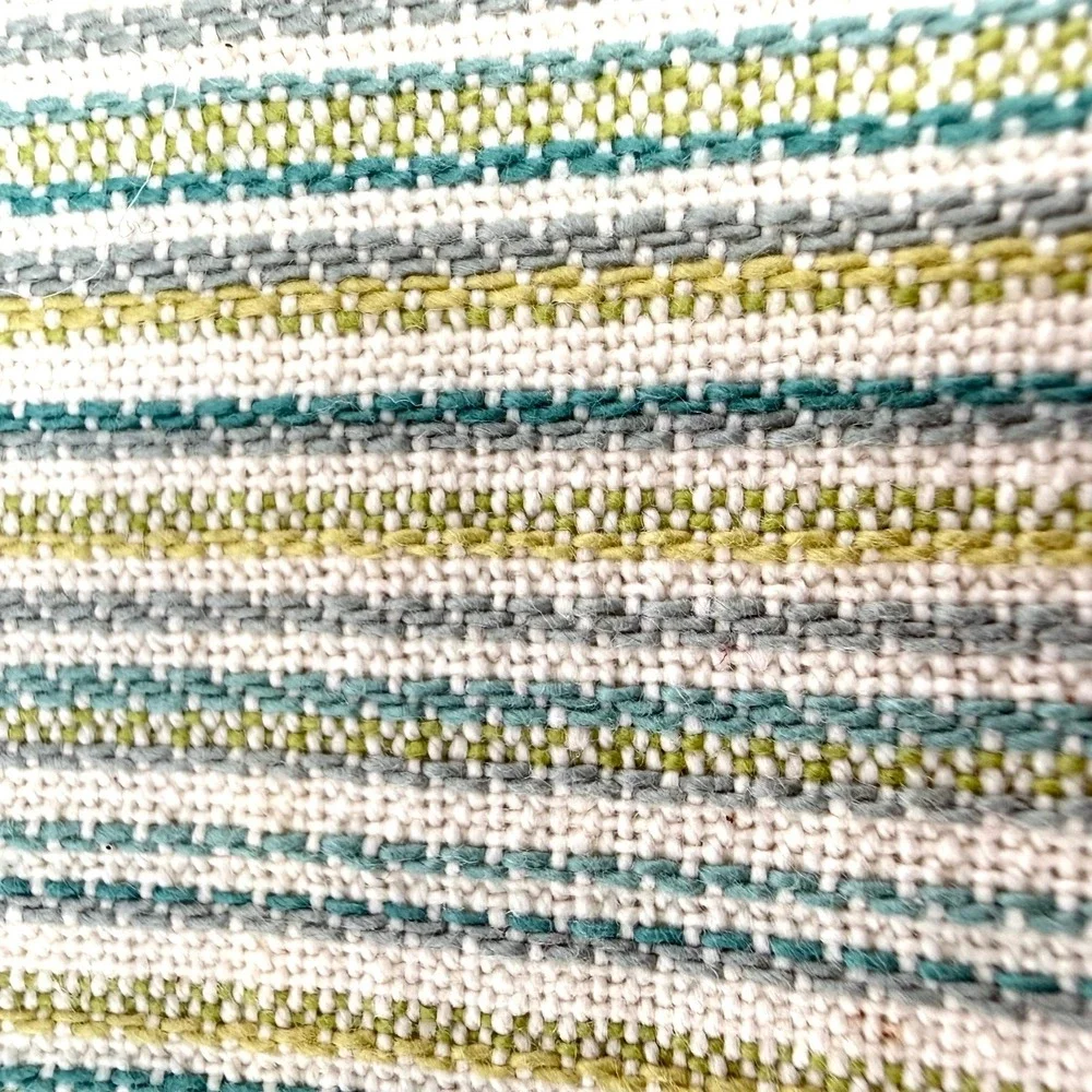 Woven Upholstery Fabric Sage Green Teal Cream Striped Textile 1/2 yd x 60